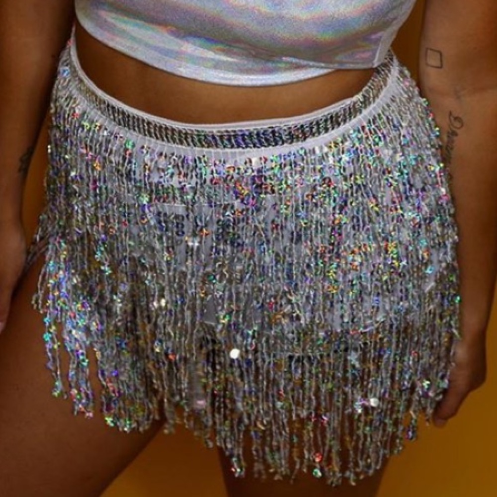 Silver tassel skirt